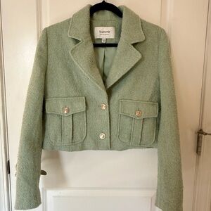 Women's Mint Green Tweed Cropped Jacket
